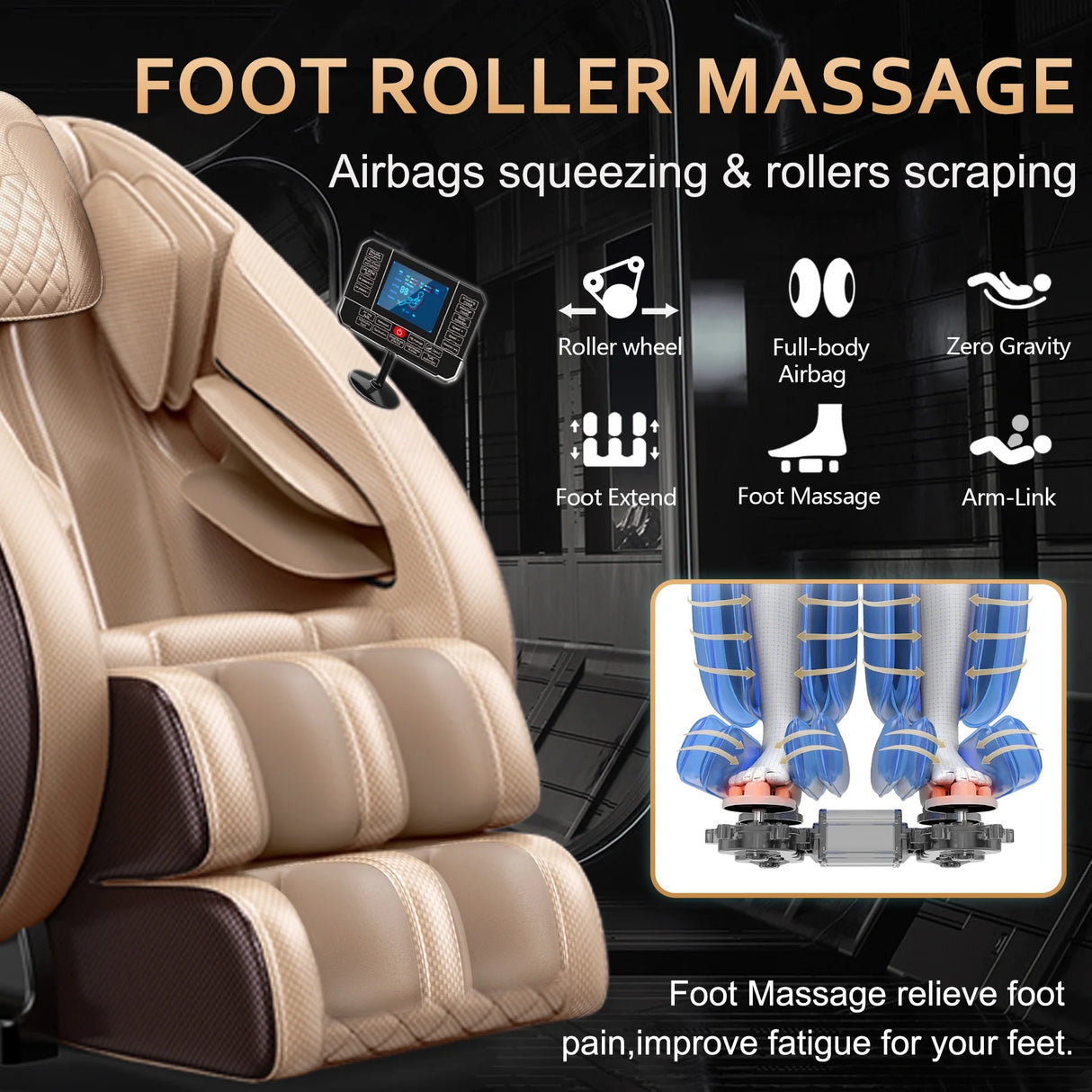 Massage Chair with Zero Gravity Heating and Bluetooth Functions Easy to Use at Home (Brown)
