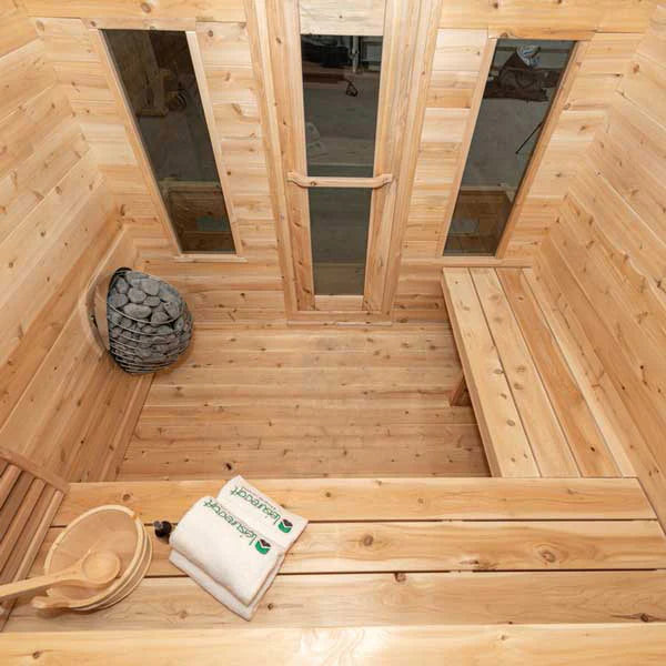 Dundalk Leisurecraft Canadian Timber 2-6 Person Georgian Cabin Sauna w/ Porch | CTC88PW