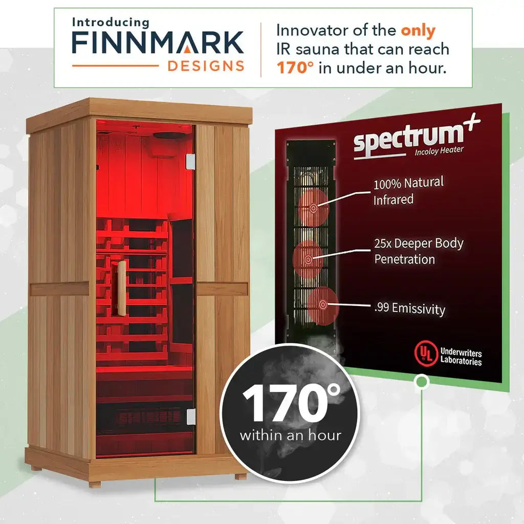 Finnmark FD-1 Full Spectrum 1-Person Home Infrared Sauna With Bluetooth Audio