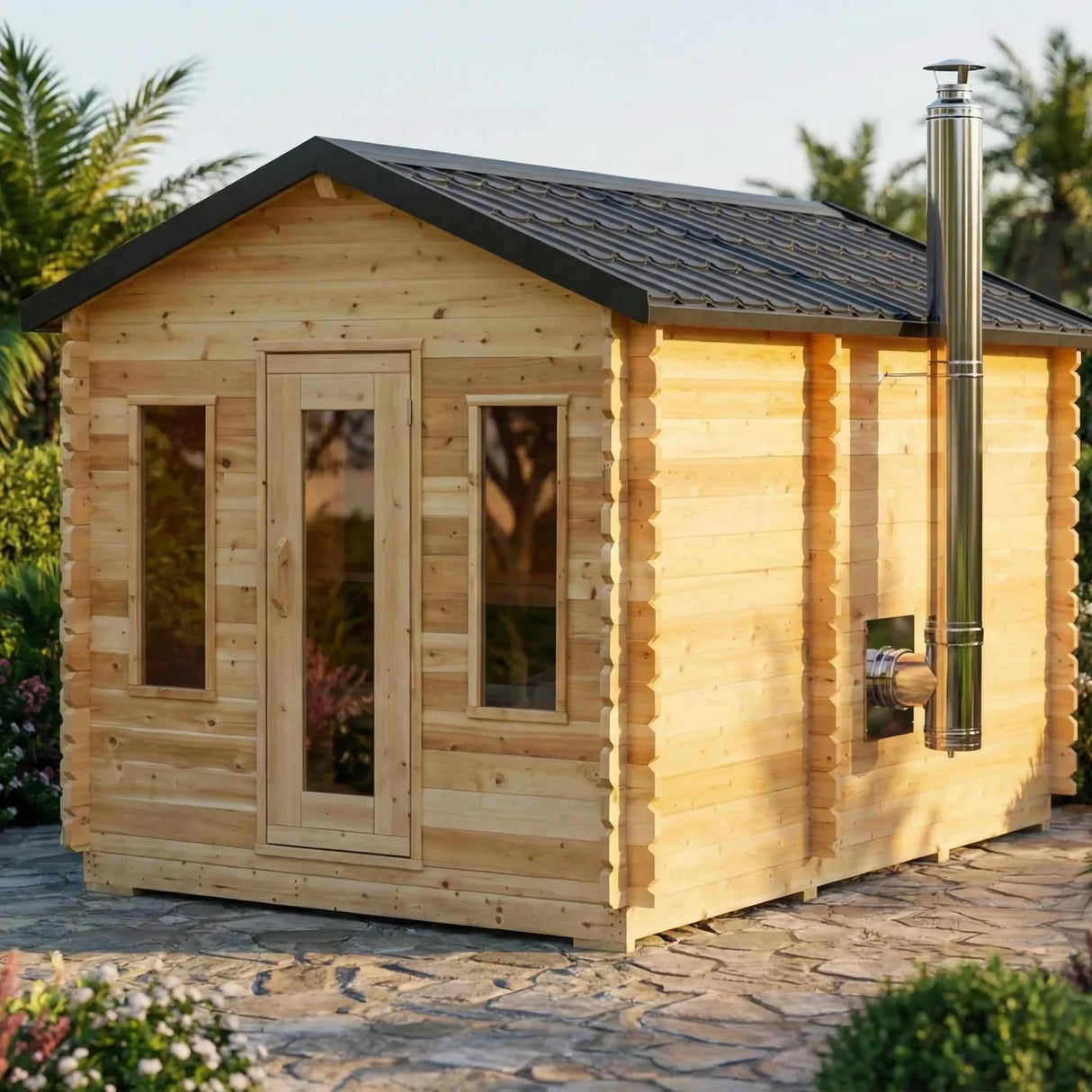 Dundalk Leisurecraft Canadian Timber Georgian Cabin Sauna w/ Changeroom | CTC88CW
