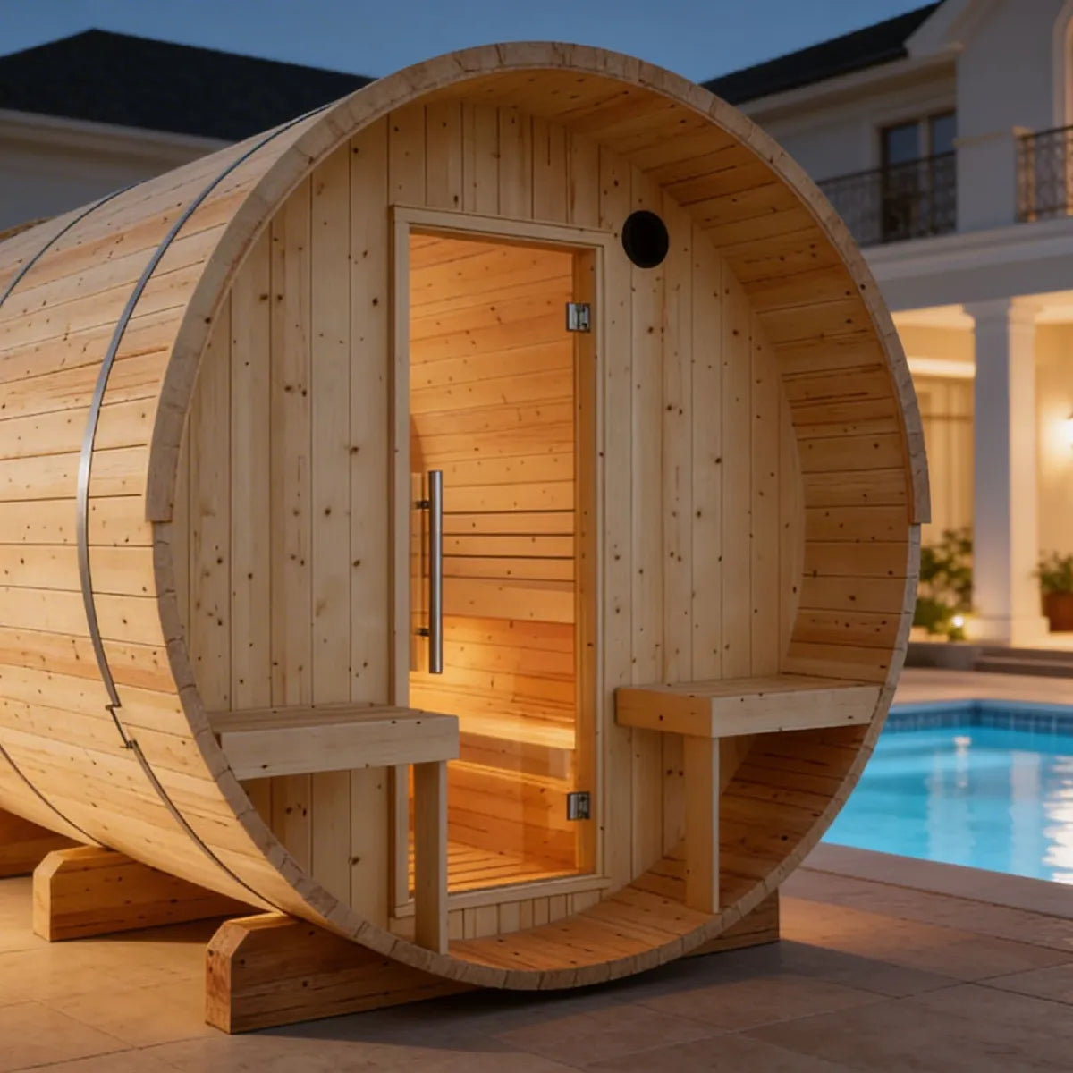 Helsinki Finnish Barrel Sauna with Terrace and WiFi Heater - 4 Person