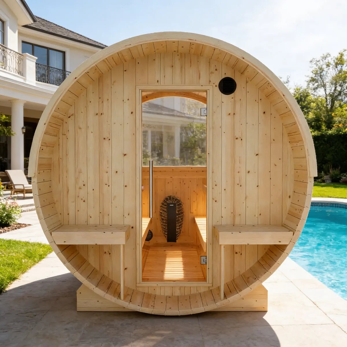 Helsinki Finnish Barrel Sauna with Terrace and WiFi Heater - 4 Person