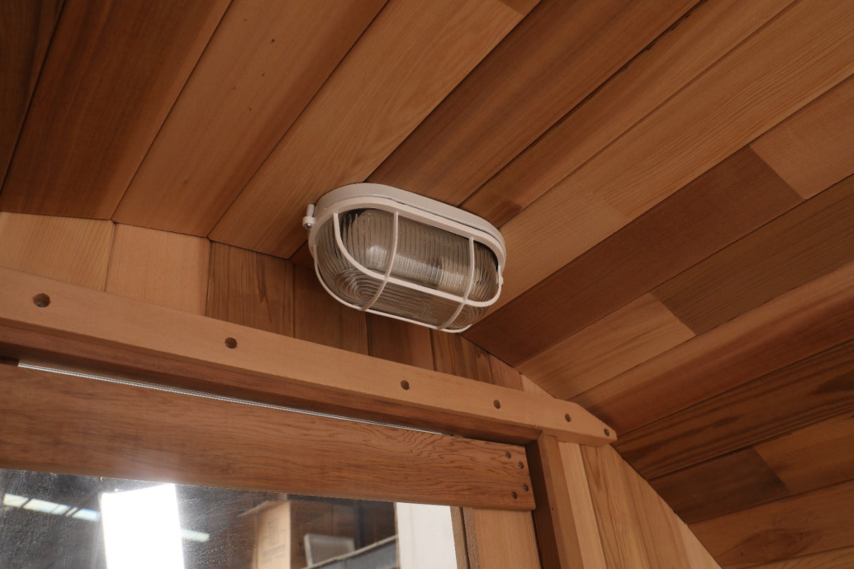 Blisspod | Prague | Canadian Red Cedar Outdoor Steam Barell Sauna | Full Glass Back 4-6 person