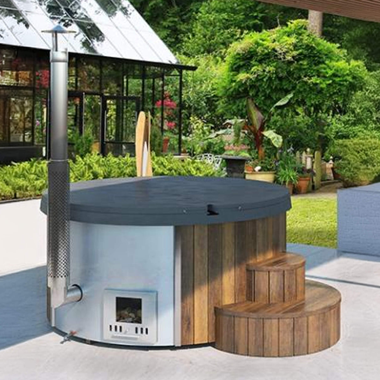 SaunaLife Model S4N 6-Person Home Wood-Burning Hot Tub