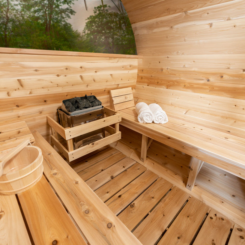 Dundalk Leisurecraft Canadian Timber 4-Person Serenity MP Barrel Sauna | CTC2245MP
