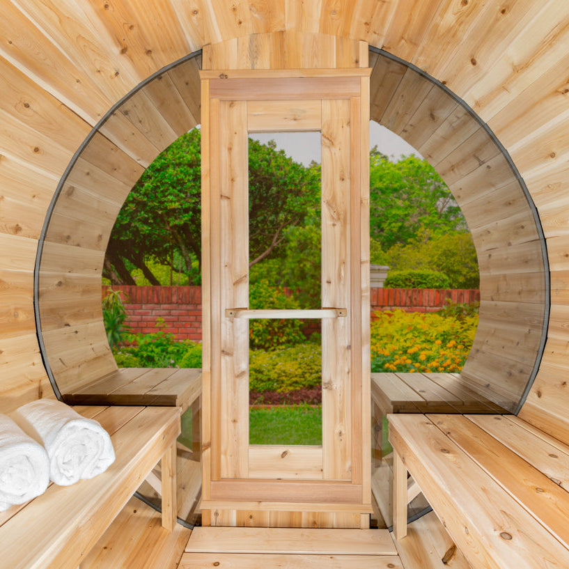 Dundalk Leisurecraft Canadian Timber 4-Person Serenity MP Barrel Sauna | CTC2245MP