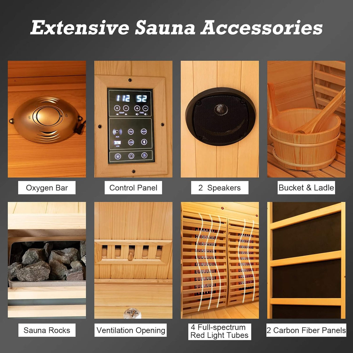 Rövia Luma 2-Person Indoor Hybrid Sauna Room With Infrared And 3.5KW Steam Heaters (SAK83750)