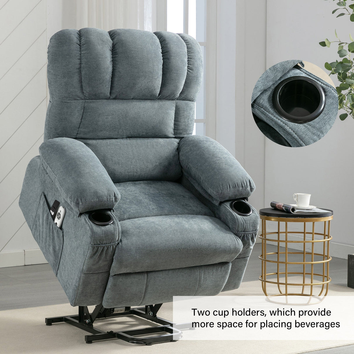 Power Electric massage lift lounge chair, suitable for the elderly, with heating and vibration functions, with USB, can be used for lying down. BLUE