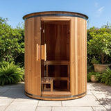 Thermora Barcelona 78-Inch 4-Person Cedar Wood Outdoor Vertical Barrel Sauna With 6KW Heater, LED Lights And Stones (SAK74813)