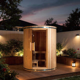 Thermora Barcelona 78-Inch 4-Person Cedar Wood Outdoor Vertical Barrel Sauna With 6KW Heater, LED Lights And Stones (SAK74813)