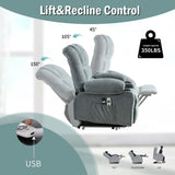 Power Electric massage lift lounge chair, suitable for the elderly, with heating and vibration functions, with USB, can be used for lying down. BLUE