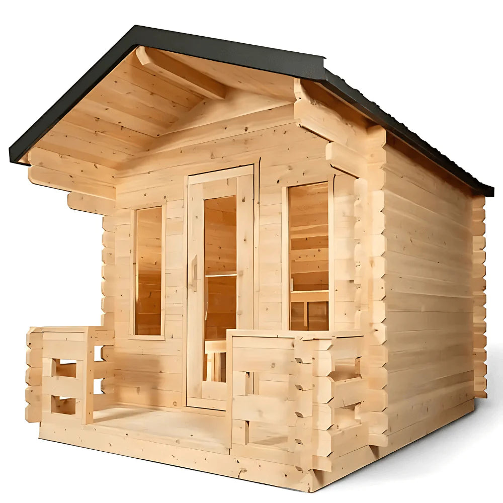 Dundalk Leisurecraft Canadian Timber 2-6 Person Georgian Cabin Sauna w/ Porch | CTC88PW