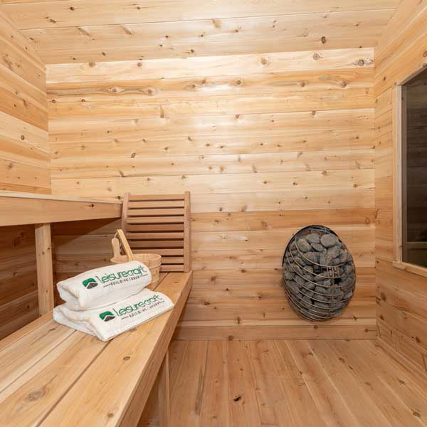 Dundalk Leisurecraft Canadian Timber 2-6 Person Georgian Cabin Sauna w/ Porch | CTC88PW