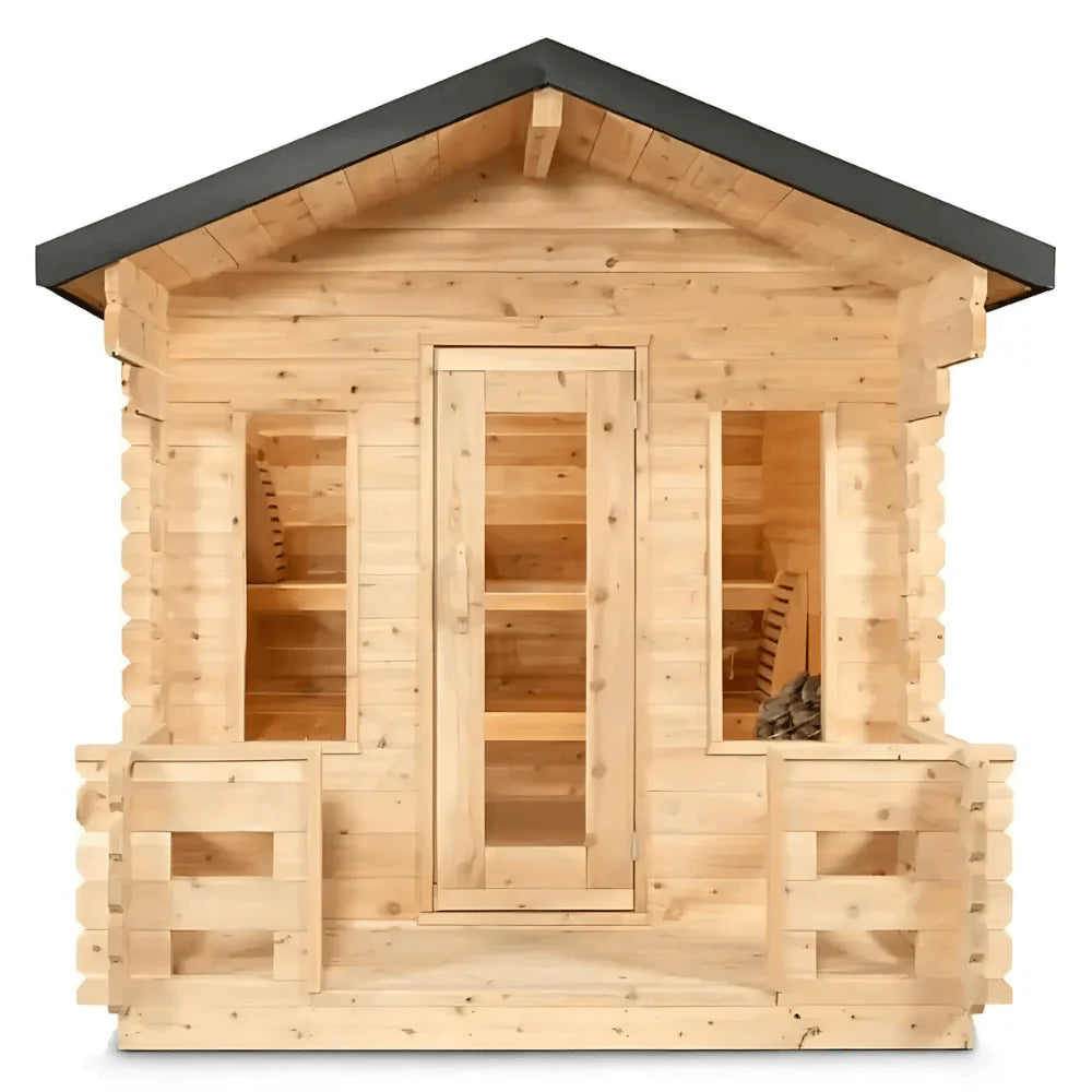 Dundalk Leisurecraft Canadian Timber 2-6 Person Georgian Cabin Sauna w/ Porch | CTC88PW