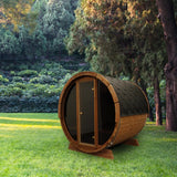 SaunaLife Model E7G Ergo Series 4-Person Outdoor Sauna Barrel With Glass Front