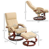 Adjustable Beige Faux Leather Electric Remote Massage Recliner Chair w/ Ottoman