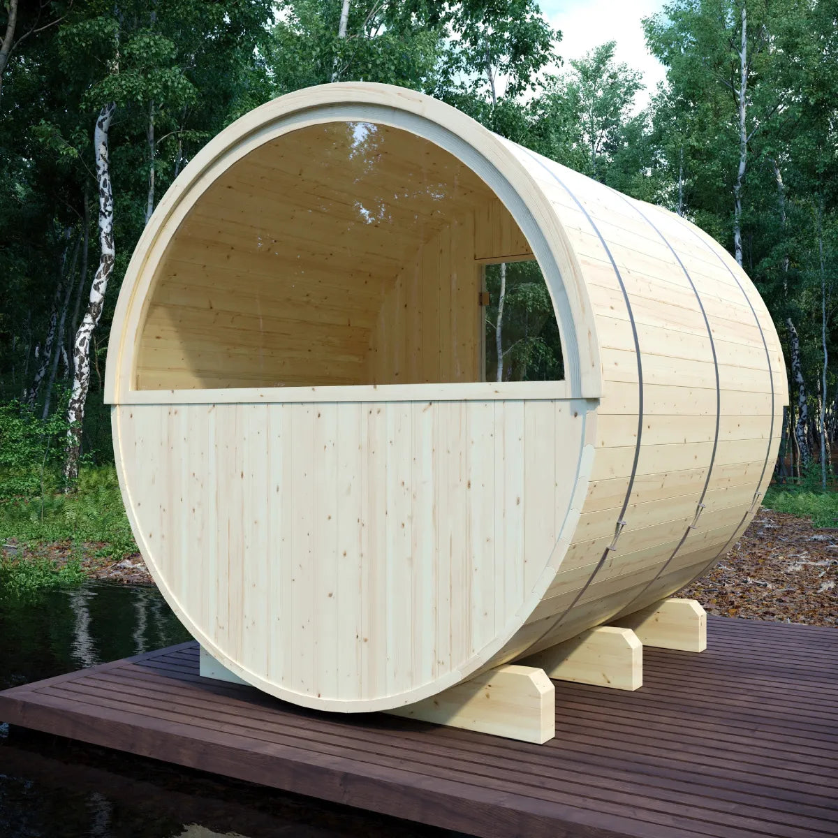 Helsinki Finnish Barrel Sauna with Terrace and WiFi Heater - 4 Person