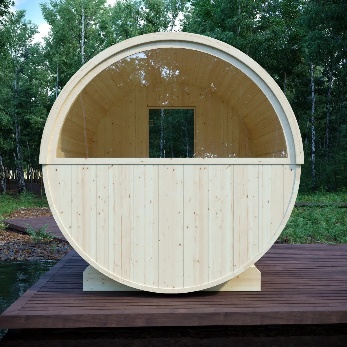 Helsinki Finnish Barrel Sauna with Terrace and WiFi Heater - 4 Person
