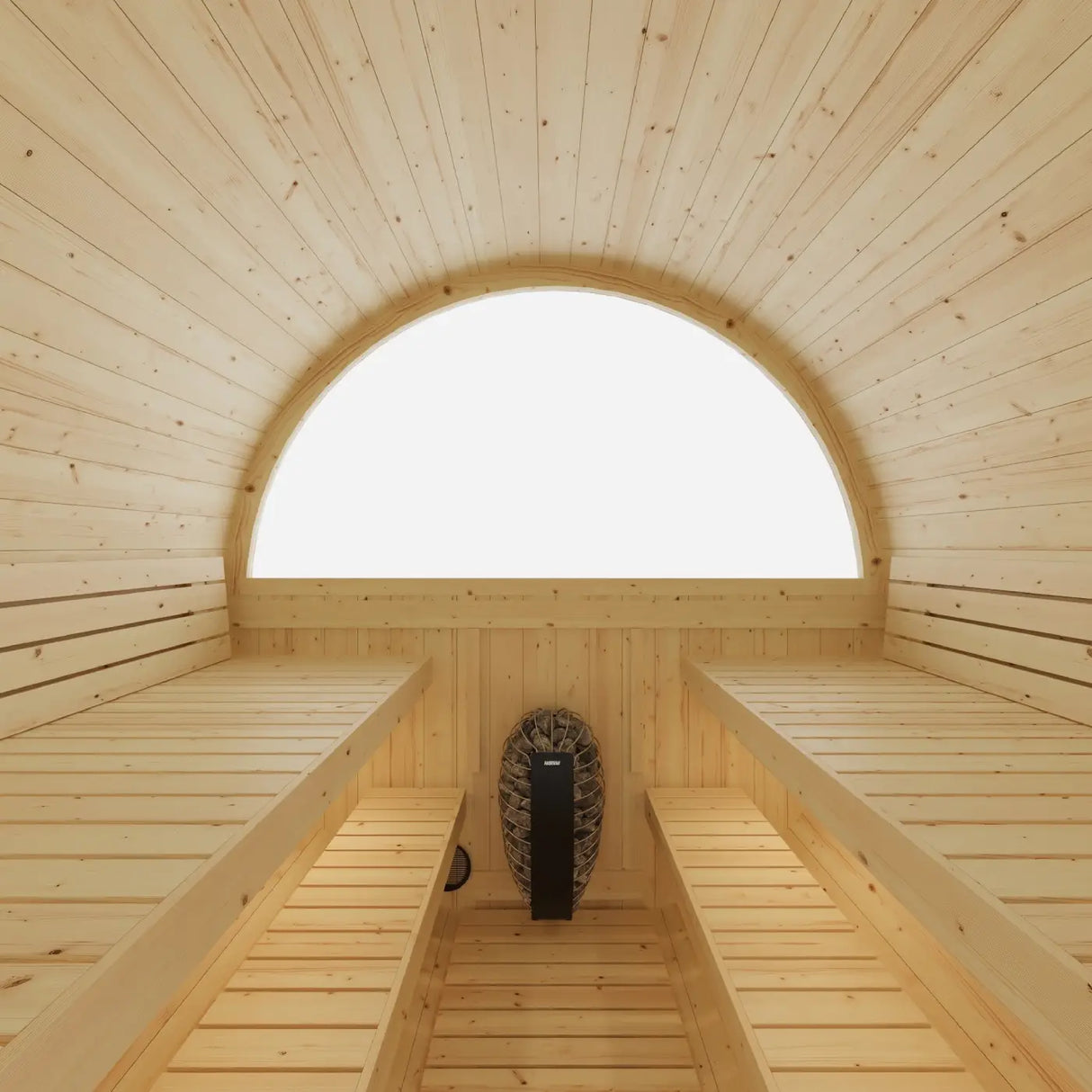 Tampere  4-Person 2 Tier Finnish Barrel Sauna with WiFi Heater - By Finnish Sauna Builders