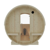 Turku, 6-Person, 2-Tier Finnish Barrel Sauna w/ Terrace and Heater