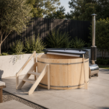 PEWSHTUB Pine Hot Tub and Ice Bath 4-5 Person with Wood-Fired Heater