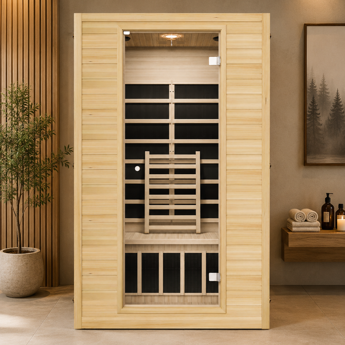 Blisspod, Vienna, Far Infrared Sauna Canadian Hemlock Very Low EMF Sauna, 4 Heaters – 2 Persons