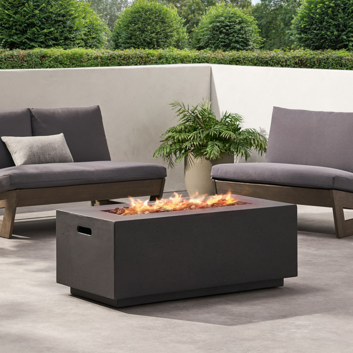 Alora Outdoor Contemporary 40K BTU Rectangular Propane Gas Fire Pit Table