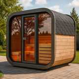 SaunaLife Model CL5G 4-Person Cube-Series Luxury Wooden Outdoor Home Sauna Kit