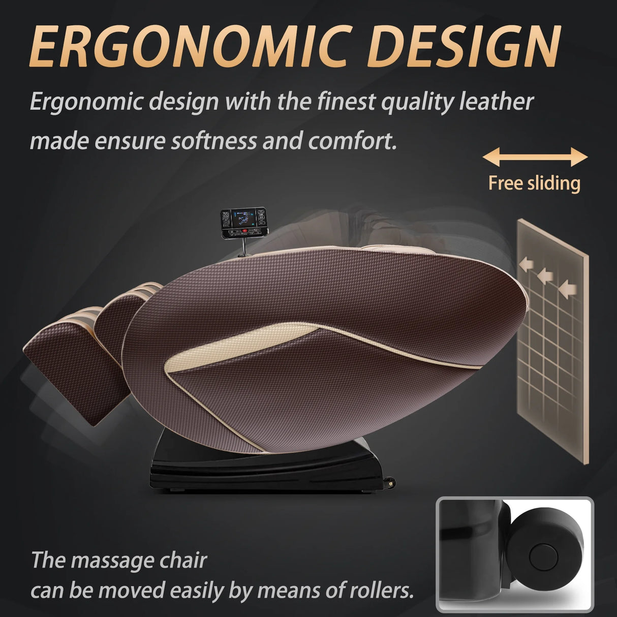 Massage Chair with Zero Gravity Heating and Bluetooth Functions Easy to Use at Home (Brown)