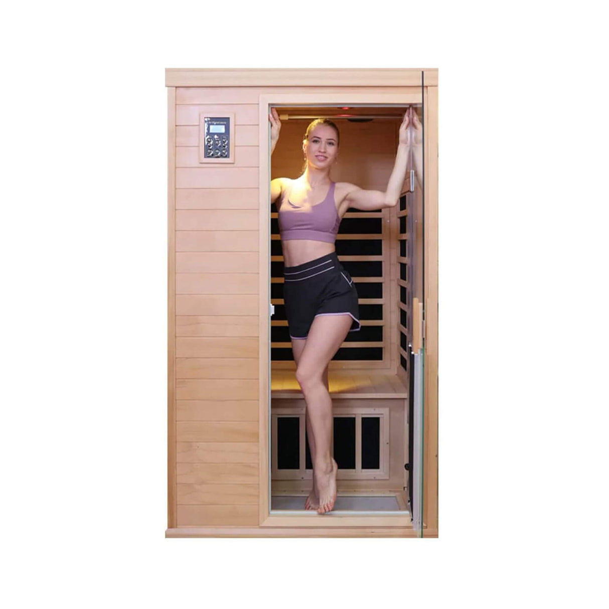 Thermora Luxury 2-Person Hemlock Wood FAR Infrared Sauna Room W/ Glass Door, 1750W (SAK81525)