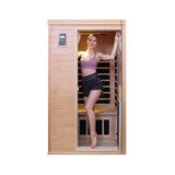 Thermora Luxury 2-Person Hemlock Wood FAR Infrared Sauna Room W/ Glass Door, 1750W (SAK81525)