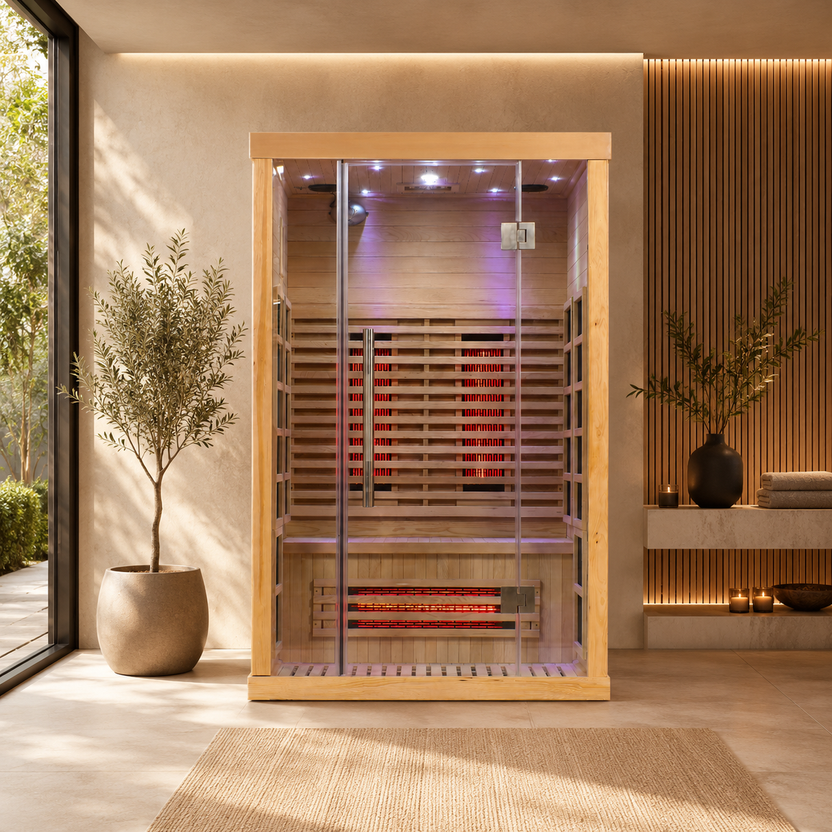 Blisspod | Venetian | Full Spectrum Indoor Premium Canadian Hemlock Low EMF Sauna | 10 Heaters | Chromotherapy & Reflexology | 2 Person