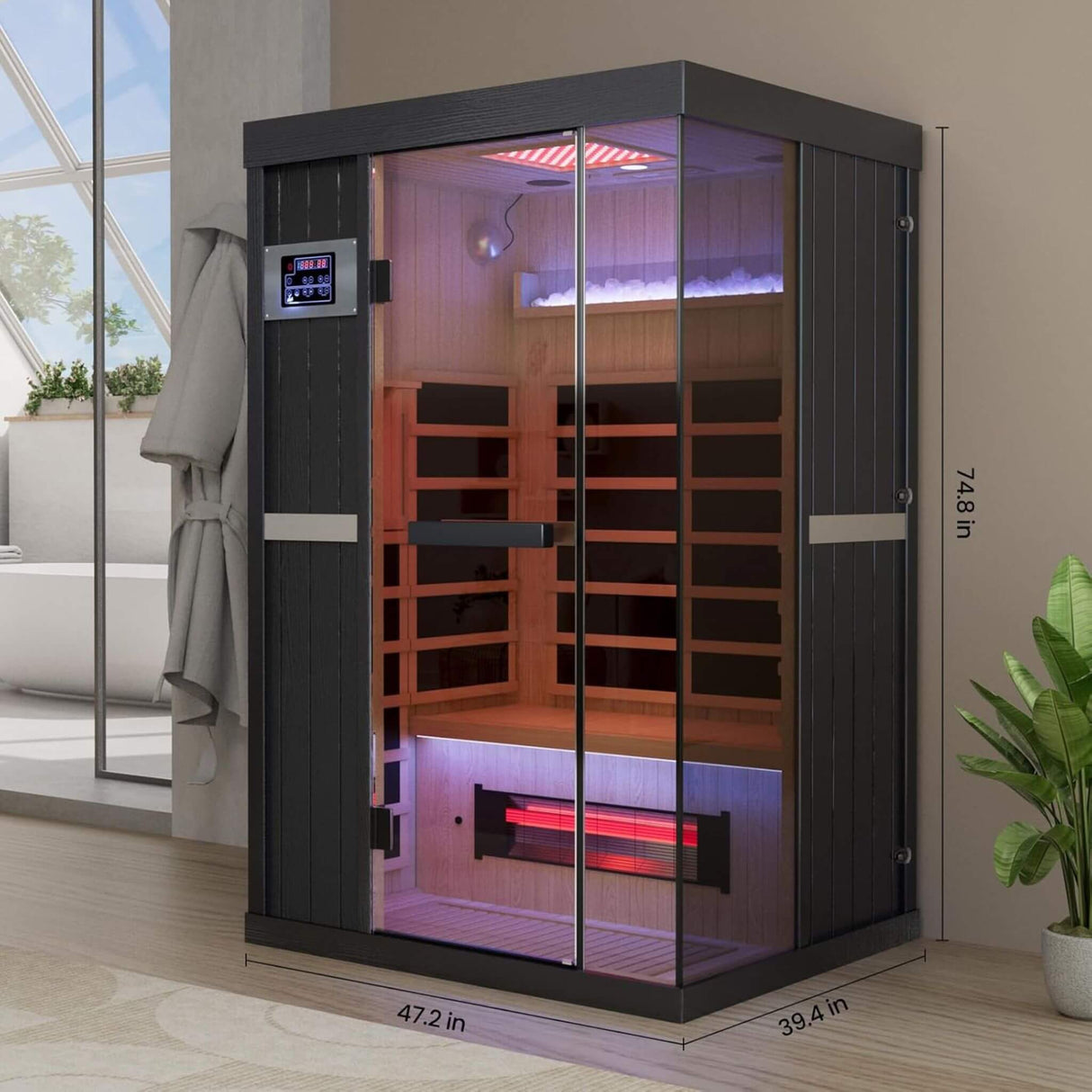 Thermora Pandora 2-Person Indoor Infrared Sauna w/ Red Light Therapy & Himalayan Salt Rocks&nbsp;
