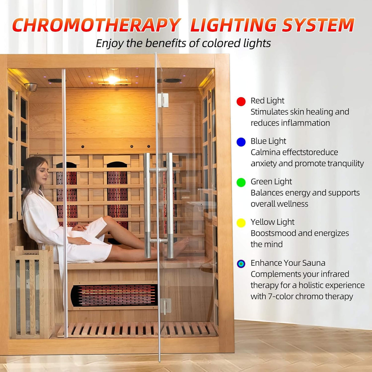 Rövia Aurora 3-Person Indoor Hybrid Sauna Room With Infrared And 4.5KW Steam Heaters (SAK41592)