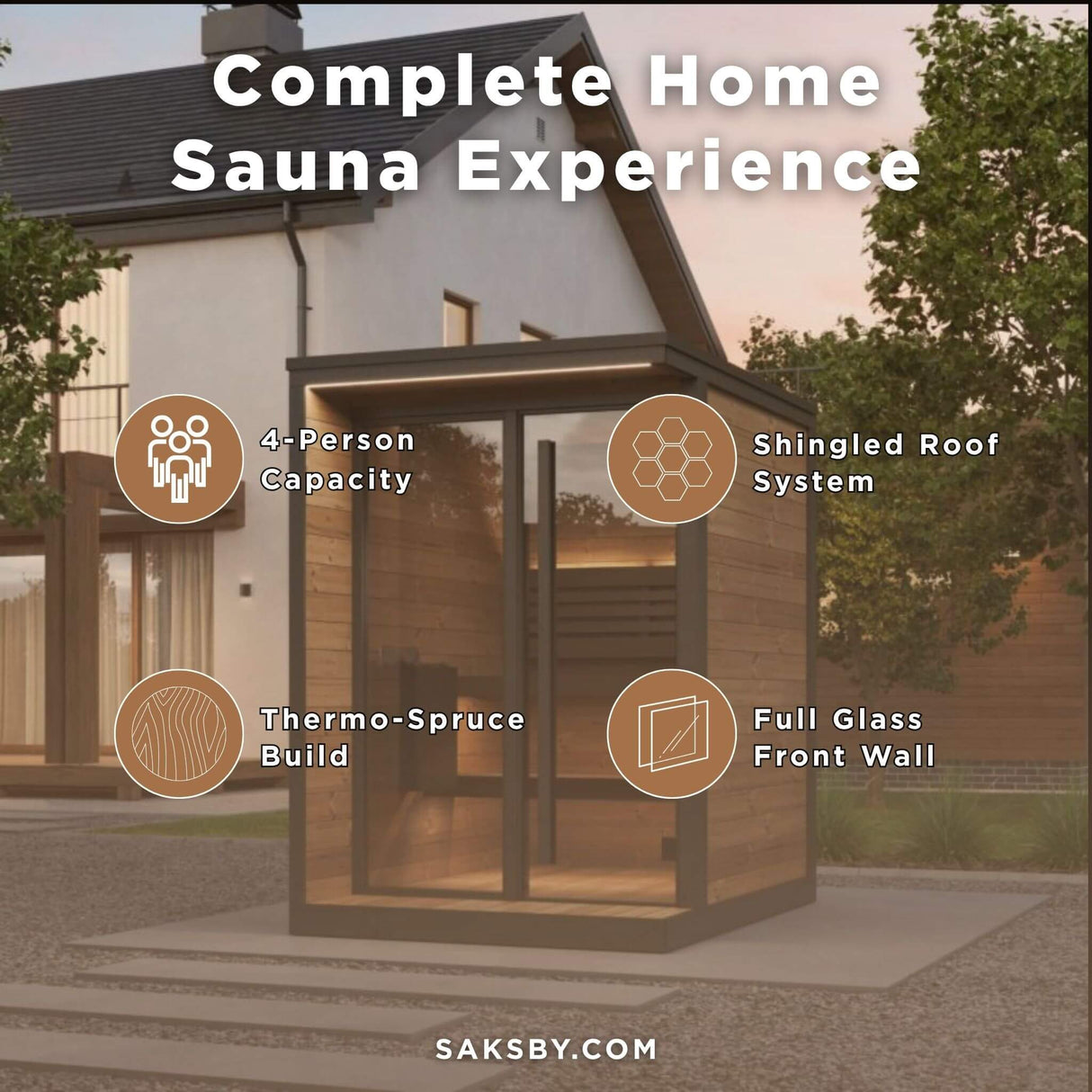 SaunaLife Garden Luxury-Series Model GL4 Outdoor 4-Person Home Sauna Kit (SAK21633)