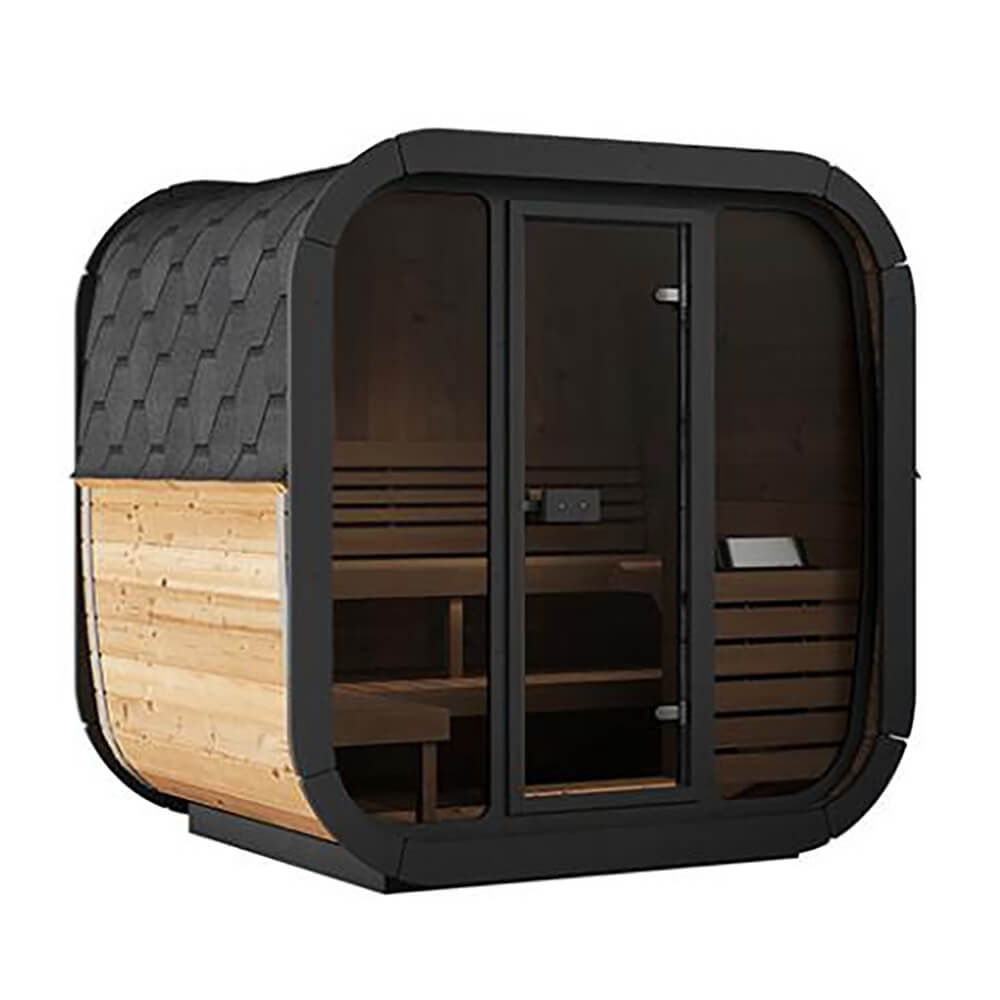 SaunaLife Model CL5G 4-Person Cube-Series Luxury Wooden Outdoor Home Sauna Kit