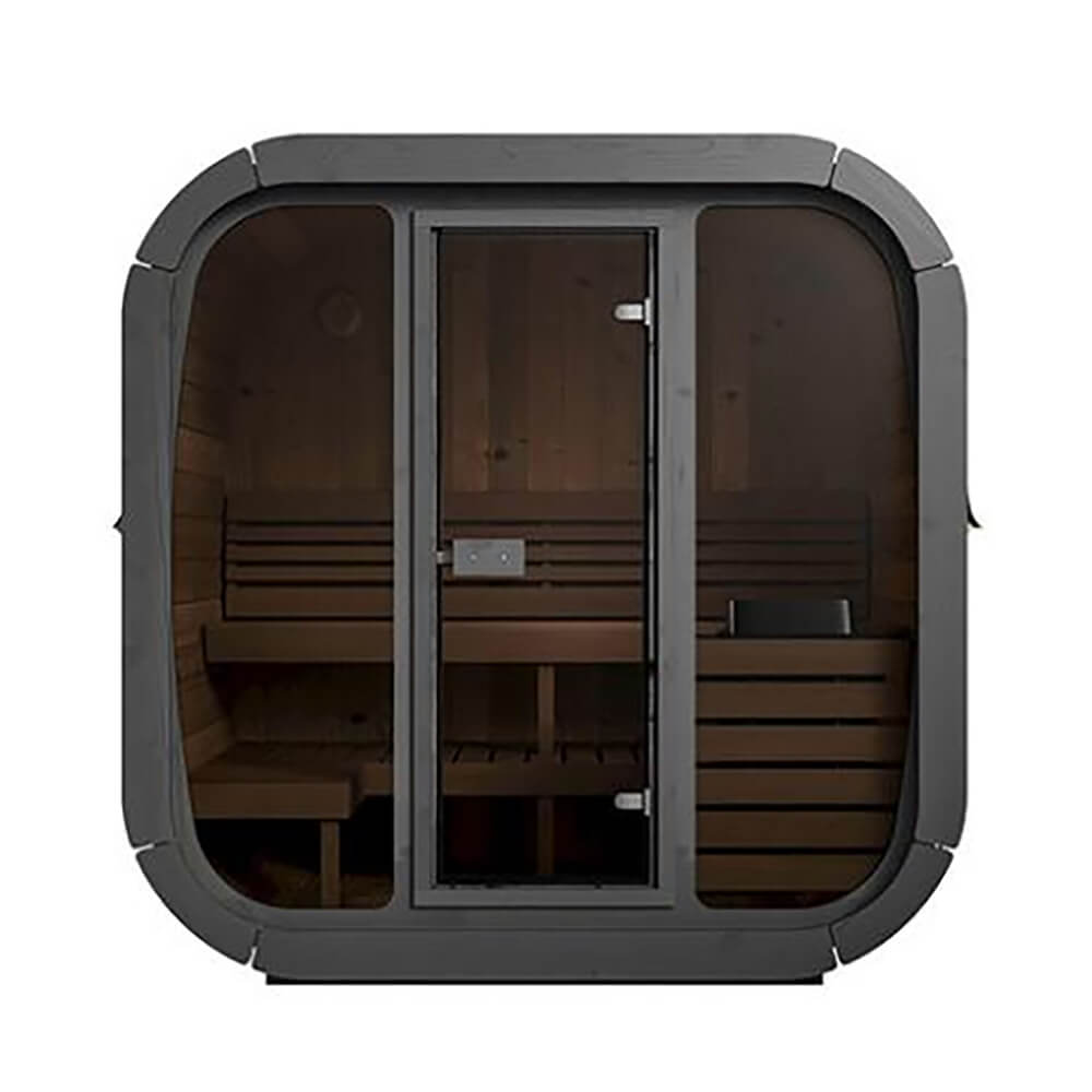 SaunaLife Model CL5G 4-Person Cube-Series Luxury Wooden Outdoor Home Sauna Kit