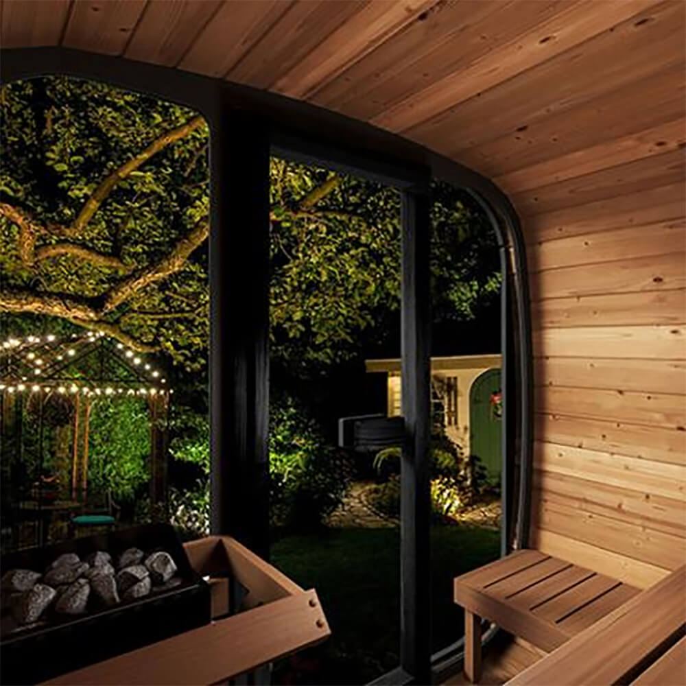 SaunaLife Model CL5G 4-Person Cube-Series Luxury Wooden Outdoor Home Sauna Kit