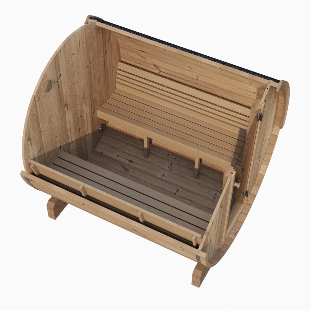 SaunaLife Model E8 Ergo Series 6-Person Outdoor Thermo-Spruce Sauna Barrel