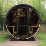 SaunaLife Model EE8G Ergo Series 6-Person Outdoor Sauna Barrel With Tempered Glass Front