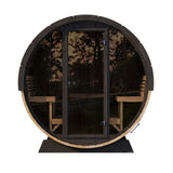 SaunaLife Model EE8G Ergo Series 6-Person Outdoor Sauna Barrel With Tempered Glass Front