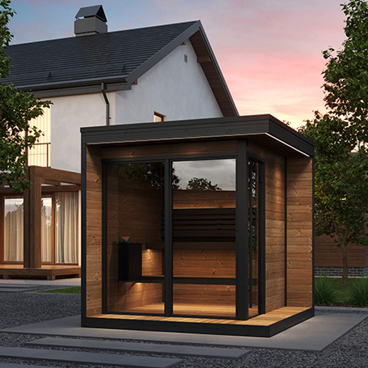 SaunaLife Model GL6 Luxury-Series Outdoor 6-Person Home Sauna Kit