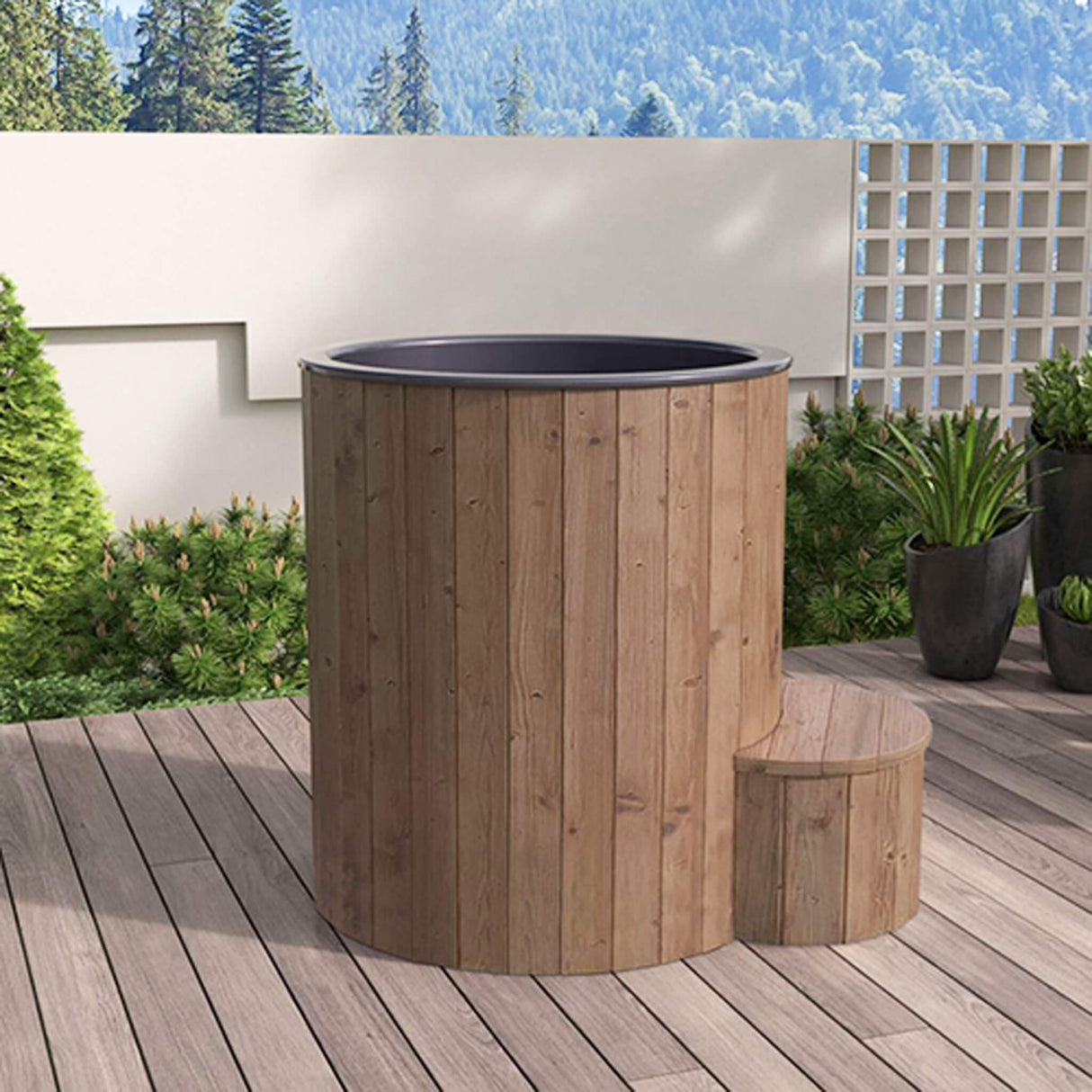 SaunaLife 1-Person Thermo-Pine Cold/Hot Plunge Tub - Model S1N