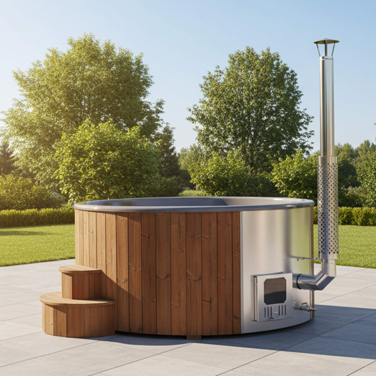 SaunaLife Model S6N 7-Person Soak-Series Home Wood-Burning Hot Tub