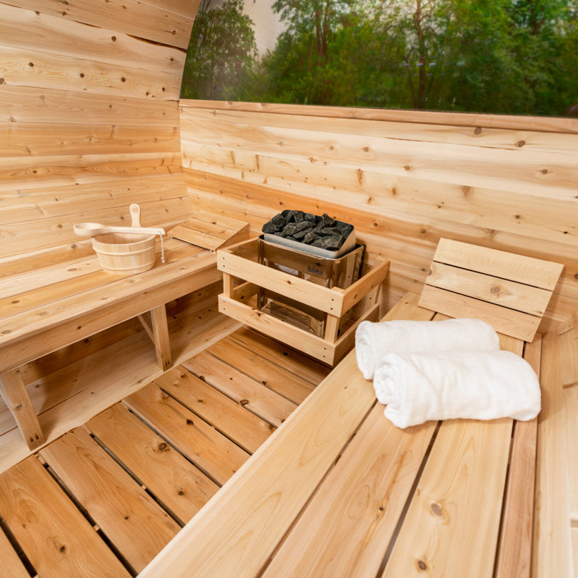 Dundalk Leisurecraft Canadian Timber 4-Person Serenity MP Barrel Sauna | CTC2245MP