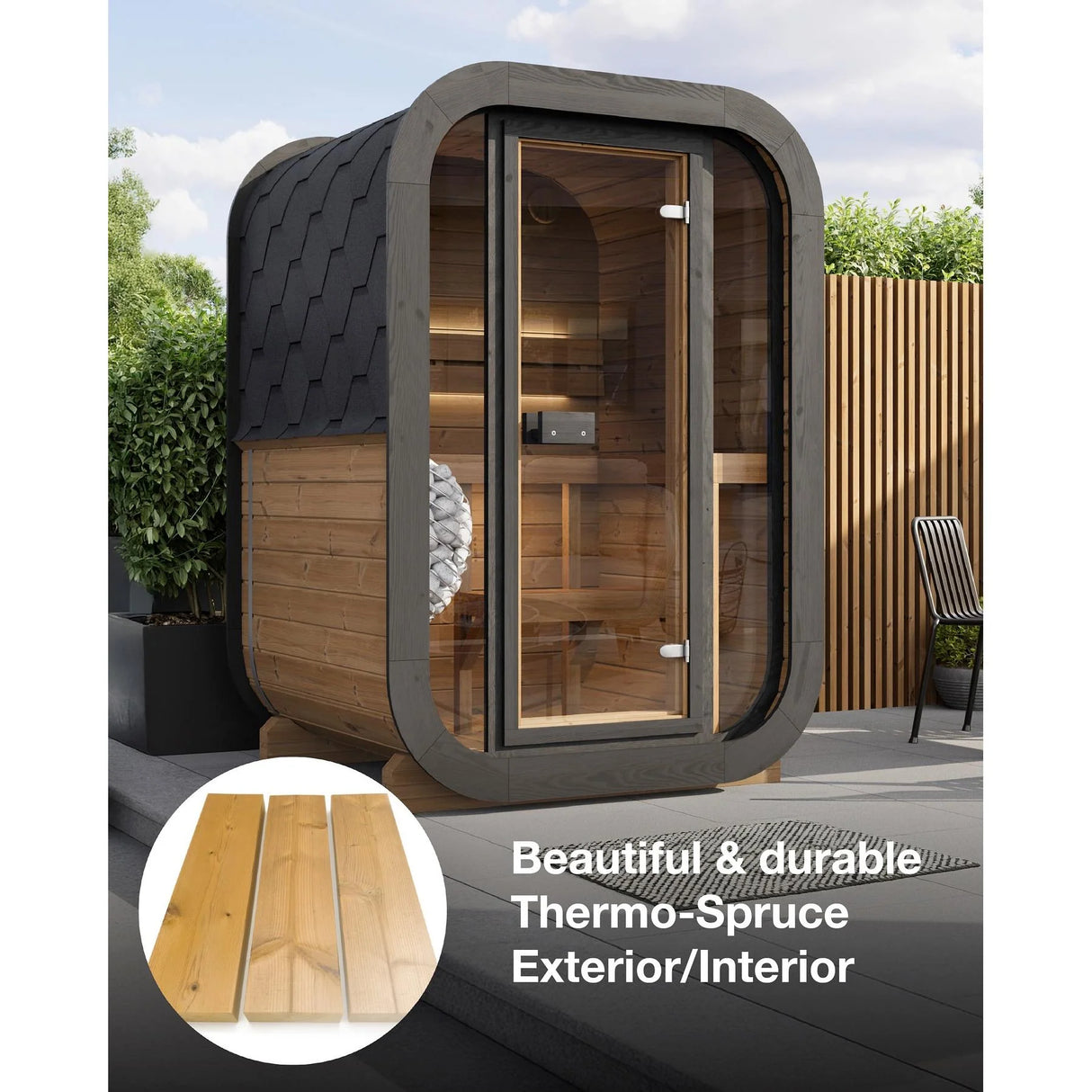 SaunaLife Model CL3G Cube-Series Outdoor 2-Person Home Sauna