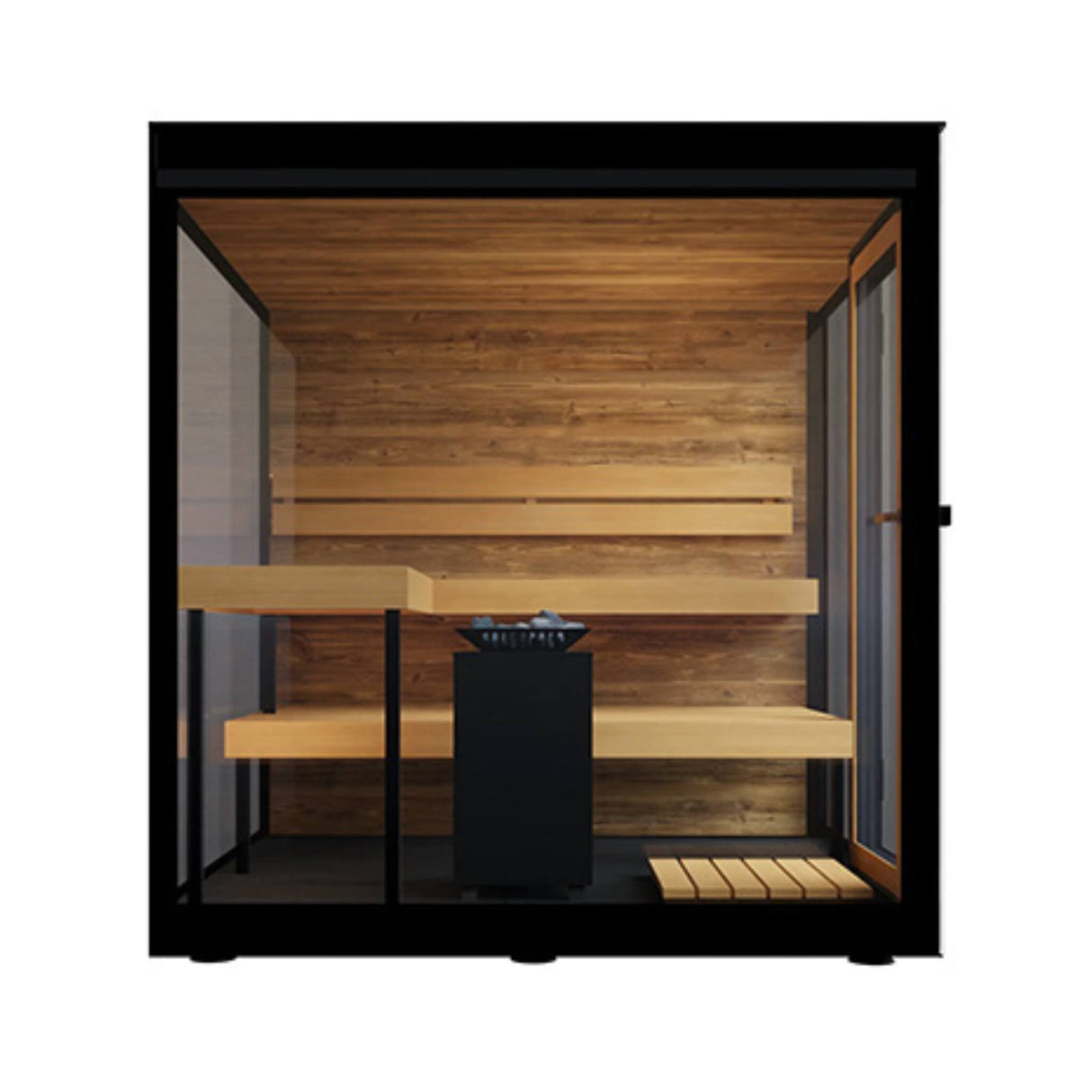 ThermaSol Vue Fully-Assembled 4-Person Outdoor Mirrored Glass Sauna [Made-To-Order]